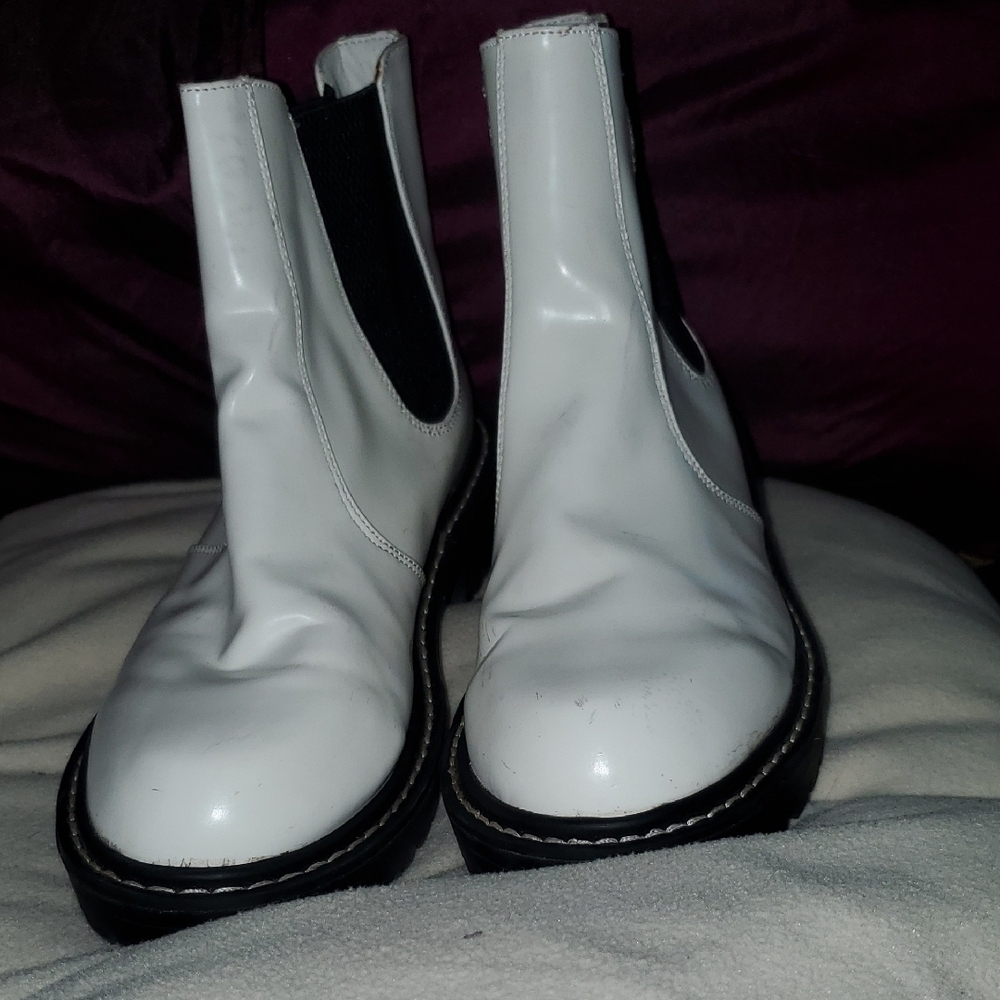 White Leather Ankle Boots